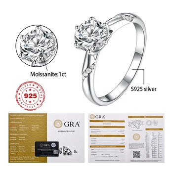 1 קרט Moissanite טבעת אבן S925 כסף סטרלינג עבור נשים D צבע VVS1 בהירות לתת הגר 