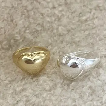 100% כסף סטרלינג 925 טבעת נשים אביזרים אופנתי חדש אלגנטי פשוט חלק אוהב את הלב מסיבת תכשיטים מתנות יום הולדת
