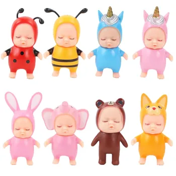 10cm אנימה Kawaii התינוק להבין צעצועים קרן ארנב דבורה ישן התינוק PVC דגם בובות חמוד התינוק מיני צלמית