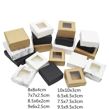 15Pcs/24pcs/50pcs/Lot השיש נייר בסגנון חתונה טובה קופסאות מתנה למחזור Windows קראפט אריזות קרטון