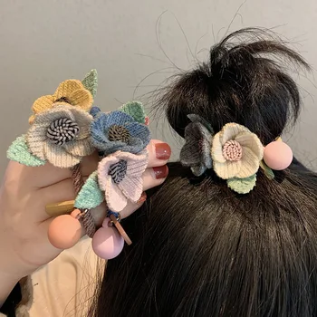 2023 קוריאנית פרח רוז ראש החבל אופנה בנות מתוקות אלסטיות גבוה גומי שיער של נשים לקשור את הכובעים אביזרים לשיער