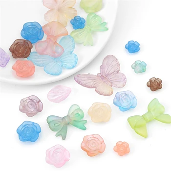 30g חלבית מעורב פרחים פרפר אקריליק חרוזים קמעות עבור DIY תכשיטים עושים מלאכה מחזיק מפתחות עגיל צמיד אביזרים