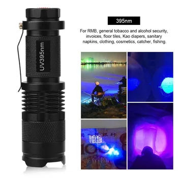 395/365 nM, UV-Ultra LED פנס Blacklight אור מנורת בדיקה לפיד סגול מנורת פנס סוללות AA עבור Themarker בודק