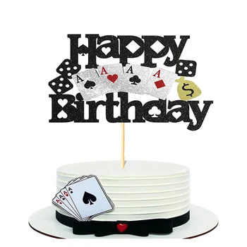 9Pcs/סט קזינו המפלגה עליונית עוגת לאס וגאס נושא לקשט יום הולדת שמח עוגה פוקר קוביות דולר עליונית עוגת לילה אספקה
