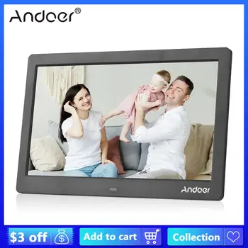 Andoer מסגרת תמונה דיגיטלית 10 אינץ LCD מסך 1024*600 מסגרת תמונה עם MP3 MP4 נגן וידאו שעון לוח שנה 2.4 G שליטה מרחוק
