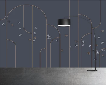 beibehang המסמכים דה parede מותאם אישית מודרני מינימליסטי מתכת קווים גיאומטריים רקע קיר בהיר יוקרה טפט גיאומטרי