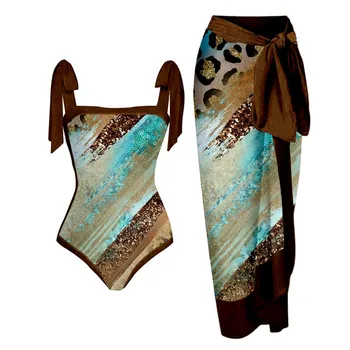Bowknot בגד ים חתיכה אחת נשים בגדי ים החצאית לכסות ביקיני ברזילאי 2023 חדש פרחוני הדפסה החוף בגד ים Biquini