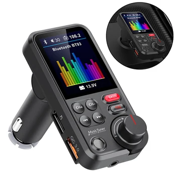 BT93 מכונית נגן מוזיקה Mp3 דיבורית ערכת Wireless Bluetooth תואם-FM המכונית משדר אודיו Aux QC3.0 בטעינה מהירה