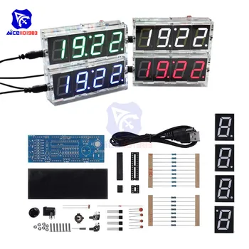 diymore 51 שבב יחיד שעון דיגיטלי תצוגת LED ערכת אור שליטה תאריך/זמן/טמפרטורה אזעקה זמזם חשמלי למידה הערכה