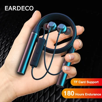 EARDECO 180 שעות סיבולת Bluetooth אוזניות בס אוזניות אלחוטיות עם מיקרופון סטריאו Neckband אוזניות ספורט אוזניות כרטיס TF
