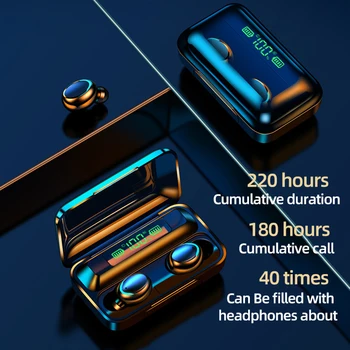 F9-5 TWS Bluetooth אוזניות 5.3 2200mAh לטעינה קופסה אוזניות אלחוטיות Hifi סטריאו ספורט אוזניות עמיד למים אוזניות עם מיקרופון