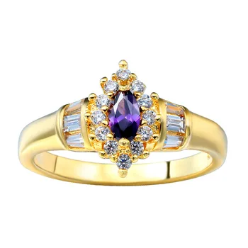 Hainon חם אופנה טבעות זהב צבע סגלגל סגול Ccbic Zirconia האצבע טבעות לנשים, תכשיטים מסיבת החתונה טבעות קידום