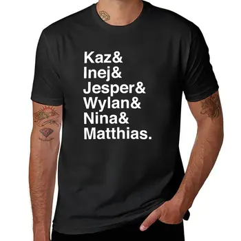 Kaz & Inej & ג ' ספר & Wylan & נינה & Matthias. (שש של עורבים הפוך) טי-שירט ריקה חולצות שחורות חולצה בגדי גברים