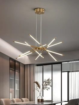 LED מודרנית נברשות לסלון חדר שינה לופט פינת אוכל מטבח זהב חבל תלייה לתקרה תליון מנורה הביתה תאורה