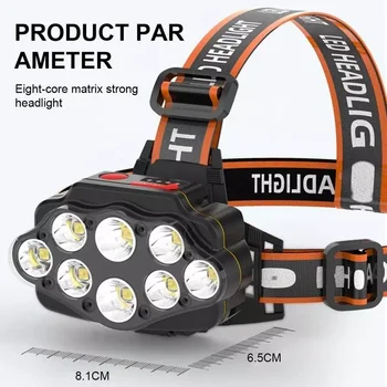 Led מנורה 90 מעלות Pivotable הראש חזק פנס LED עמיד למים נטענת 8 LED פנס פנס