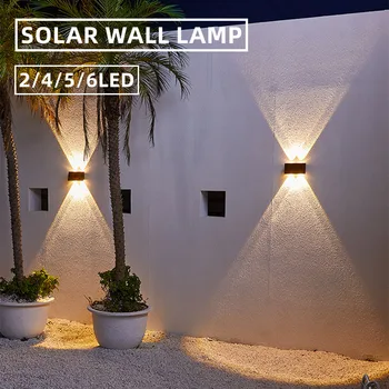 LED סולארית מנורת קיר חיצוני עמיד למים עד למטה זוהר אורות גן אור דקורטיבי מדרגות מסדרון וילה הדלת סולארית מנורת קיר
