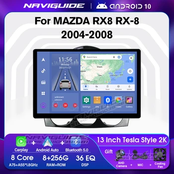 NAVIGUIDE 1920*1200P 13inch רדיו במכונית עבור מאזדה RX8 RX-8 2004-2008 Carplay אוטומטי רדיו, וידאו, סטריאו, נגן מולטימדיה Android10.0