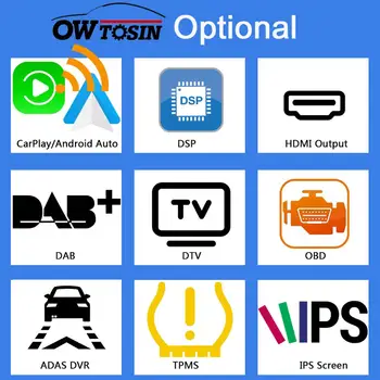 Owtosin אופציונלי תוספת מחיר עבור חיבור CarPlay אנדרואיד אוטומטי DSP DAB טלוויזיה OBD התובע המחוזי DVR TPM מסך IPS HDMI