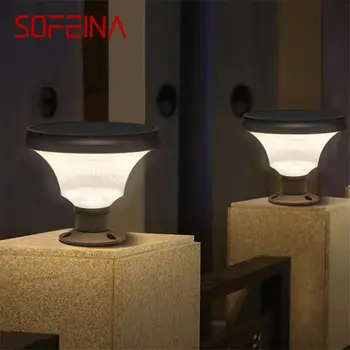 SOFEINA מודרני נורדי פוסט המנורה יצירתי עמיד למים חצר חיצונית LED סולארית עמודה אור גינה מרפסת מרפסת עיצוב