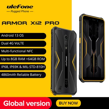 Ulefone שריון X12 Pro מחוספס עמיד למים טלפון חכם אנדרואיד 13 8GB+64GB 4860mAh 13MP 5.45