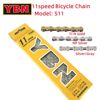 YBN 11 מהירות שרשרת S11TIG Ti-N זהב S11 S2/S כסף MTB אופני כביש שרשראות 116L על SRAM על Campanolo מערכת אופניים אביזרים
