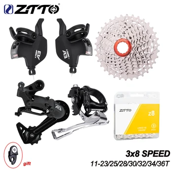 ZTTO אופניים MTB 3x8 מהירות Groupset 8S 24S מחלף Derailleur לפני Derailleur מהירות 8 11-32T קלטת 11-25T 11-36T K7 שרשרת
