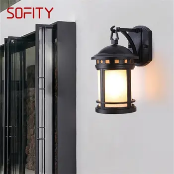 ·SOFITY חיצונית רטרו מנורת קיר פמוטים קלאסיים אור אטימות IP65 LED הביתה מרפסת וילה