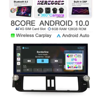 אלחוטית Carplay 2 din אנדרואיד 10.0 סטריאו לרכב טויוטה פראדו 150 2009-2013 רכב GPS רדיו נטפליקס 720P ניווט Wifi