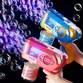 בועה אקדח חשמלי אוטומטי סבון טילים בועות מכונת ילדים נייד חיצוני מסיבת צעצוע אור LED מפוח צעצועים לילדים מתנות