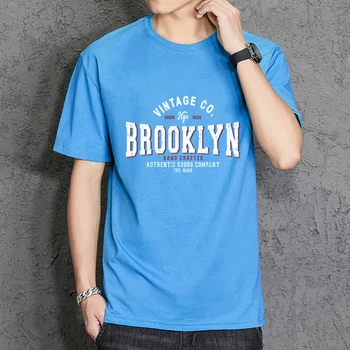 ברוקלין ניו יורק אישיות הדפסה Mens חולצה קלאסית כותנה חולצות טי Harajuku רכות צמרות באיכות בסיסית זכר החולצות.