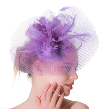 גבירותיי קוקטייל כובעים Fascinators סרטים לשיער לנשים מסיבת חתונה הכובעים רשת הרעלה קישוטי הכלה נוצה סיכות גישה