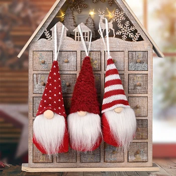 גמד חג-המולד סנטה סרוגים קטיפה עץ חג מולד קישוט נתלה תליון פנים יפה הבובה שנה חדשה עיצוב הבית Navidad 2022