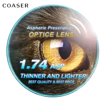 הדק גבוהה אינדקס 1.74 עדשות משקפיים, ללבוש התנגדות קוצר ראייה מרשם אופטי משקפיים CR39 זוקן ראייה אספריים שרף