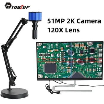היי-2037D 51MP 1080P, 2K HDMI USB תעשייתי וידאו ומצלמה גדולה שדה ראייה ידנית איריס 120x עדשת PCB הלחמה