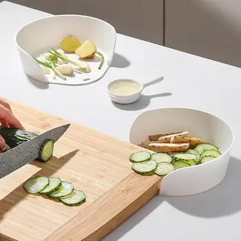 המגש רביב צורת Stackable כלים מגש בצד פתיחת חור עגול לחיסכון אוכל בצלחת מטבח, גאדג ' ט עבור הבית