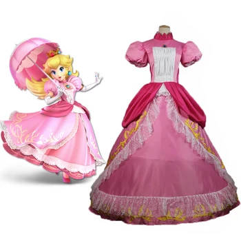 המשחק בסרט הנסיכה פיץ ' Cosplay תלבושות אפרסק ורוד שמלה חמודה נשים מסיבה מפוארת שמלת נסיכה קרנבל תחפושות ליל כל הקדושים
