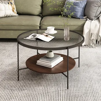 הנורדית המודרנית מתכת זכוכית עגול שולחן קפה בסגנון מינימליסטי קפה שולחן קישוט הסלון מסה סלון ריהוט הבית