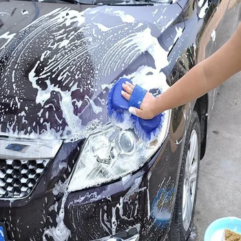 חדש 1pcs לשטוף את המכונית ספוג בלוק ספוג מברשת כפפות ניקיון רכב מיוחד קורל קטיפה מכונית היופי חומרי ניקוי כלים