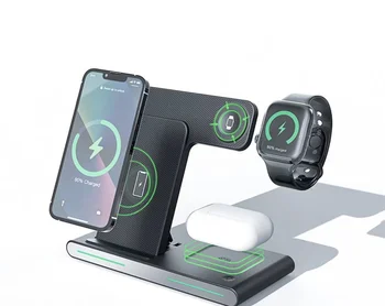 חדש קיפול שלוש-in-one מטען אלחוטי עבור iPhone, Apple Watch, AirPods מגנטי נטען