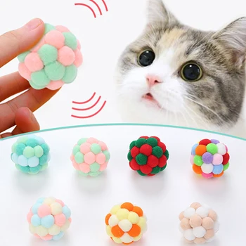 חתול מצחיק אינטראקטיבי הביצים להקניט חתול צעצוע עכבר בכלוב צעצועים קטיפה מלאכותיים צבעוני חתול טיזר צעצוע ציוד לחיות מחמד צעצוע אינטראקטיבי