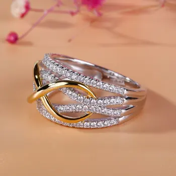 מבריק נקבה טבעת זרקונים נוצצים ריינסטון מבטיח צבעוני טבעת החתונה כמה מסיבת יום ההולדת תכשיטים מתנה