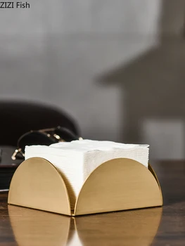 מודרני פליז הזהב מלבני רקמות תיבת מאט מוברשת מושב סוג אחסון רקמות מיכל בסלון שולחן קפה בעיצוב הבית