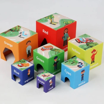 מיון ערימה צעצוע בלוק 2-6 שנים ילדים פעוטות בגיל הרך לומדים מספרים קינון הקוביה מונטסורי צעצוע מתנות