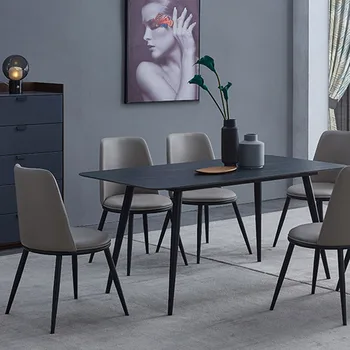 מקורה מסעדה כסאות אוכל סלון מודרני תמיכה לגב יחיד גריי עור כיסא הטרקלין נורדי Sillas ריהוט הבית