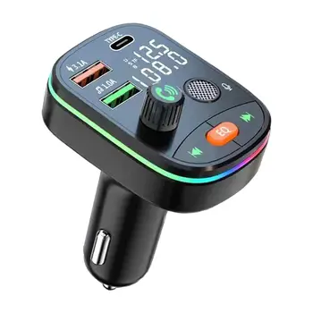 משדר FM צבעוני אווירה אורות משטרת Dual USB לטעינה קל להתקין נגן MP3 Bluetooth אלחוטית רדיו FM מתאם