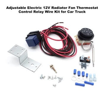 מתכוונן חשמלי 12V מאוורר רדיאטור טרמוסטט בקרת ממסר ערכת חוט עבור מכונית משאית אביזרי רכב