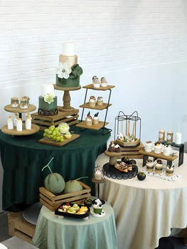 עץ וינטג ' עוגות עוגות מחזיק תצוגת מסיבה שולחן הקינוחים קישוט עוגות סופגניות עוגיות מגש עוגה מתכת עומד