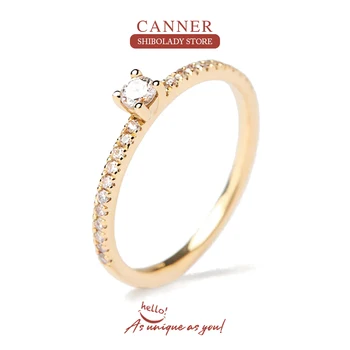 פחית 1pc כסף סטרלינג 925 נשים טבעת זהב 18k מינימליסטי פרימיום טבעת נישואין מתנה תכשיטים יפים