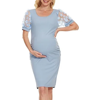 פרח רשת שמלות הריון פוטושוט חמוד הריון צילום השמלה 2023 הקיץ הנשי בגדים לנשים בהריון תחפושת