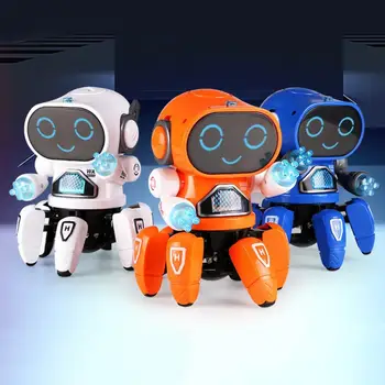 צבעוני חמוד המתנה 6-טפרים אור LED מוסיקה ריקוד מיני אלקטריק רובוט ילדים צעצוע מתנות